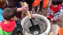 Making a fire pit.